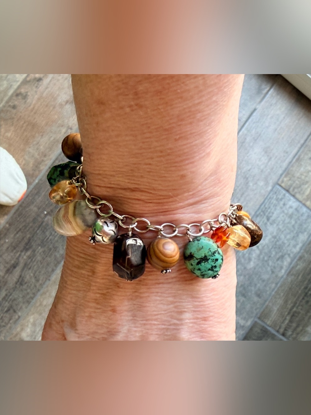 Silpada Cha Cha Multi-Stone Bracelet in Turquoise and Brown, Sterling